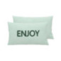 Coussin brode enjoy 50x30cm vert