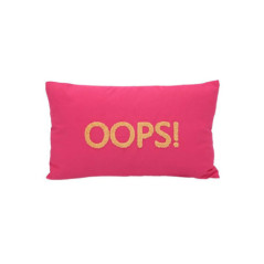 Coussin brode oops 50x30cm rose