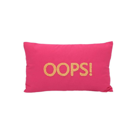 Coussin brode oops 50x30cm rose