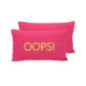 Coussin brode oops 50x30cm rose