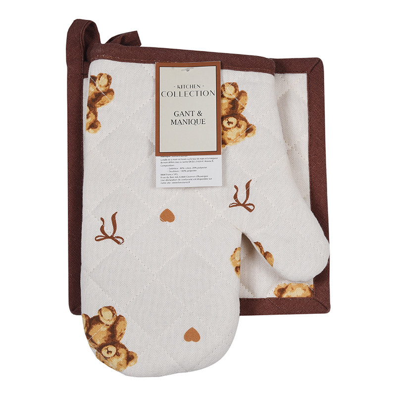 Gant & manique motif ourson