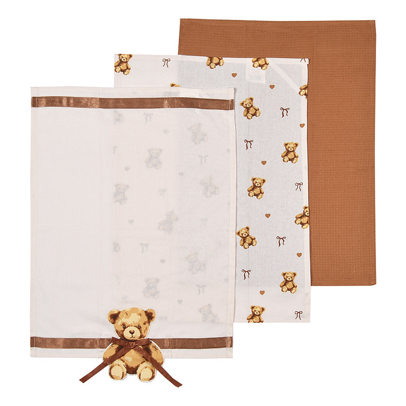 Lot de 3 torchons motif ourson