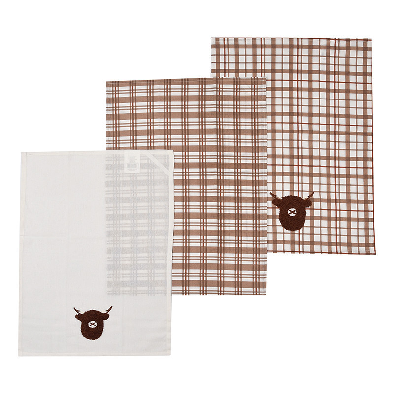 Lot de 3 torchons motif vache