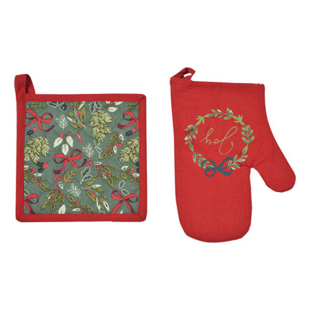 Set gant & manique motif fleuri