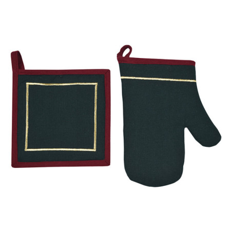 Gant & manique velours vert/dore