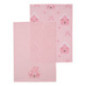 2 torchons motif maison rose