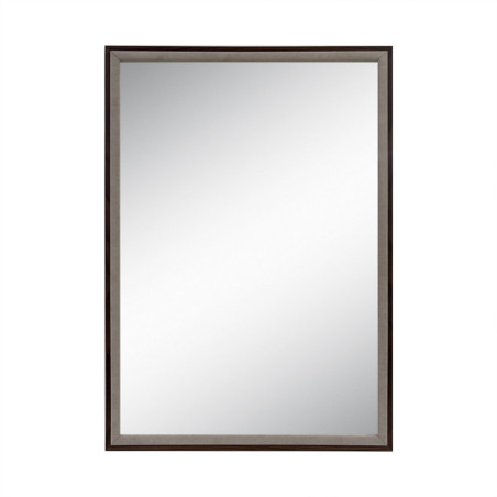 Grand miroir bord bois et tisse