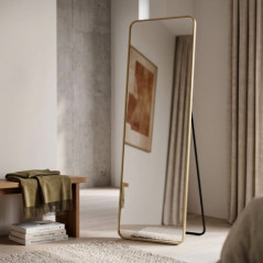 Miroir sur pied dore