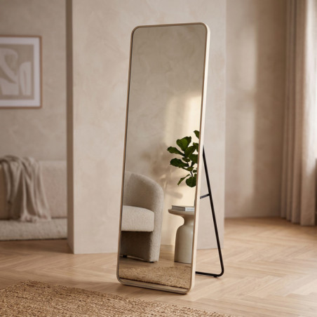 Miroir sur pied beige