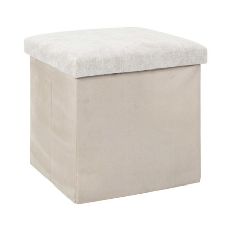 Pouf de rangement chenille beige