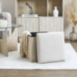 Pouf de rangement chenille beige
