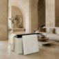 Pouf de rangement chenille beige