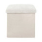 Pouf de rangement chenille beige