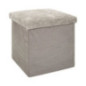 Pouf de rangement chenille gris