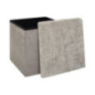 Pouf de rangement chenille gris