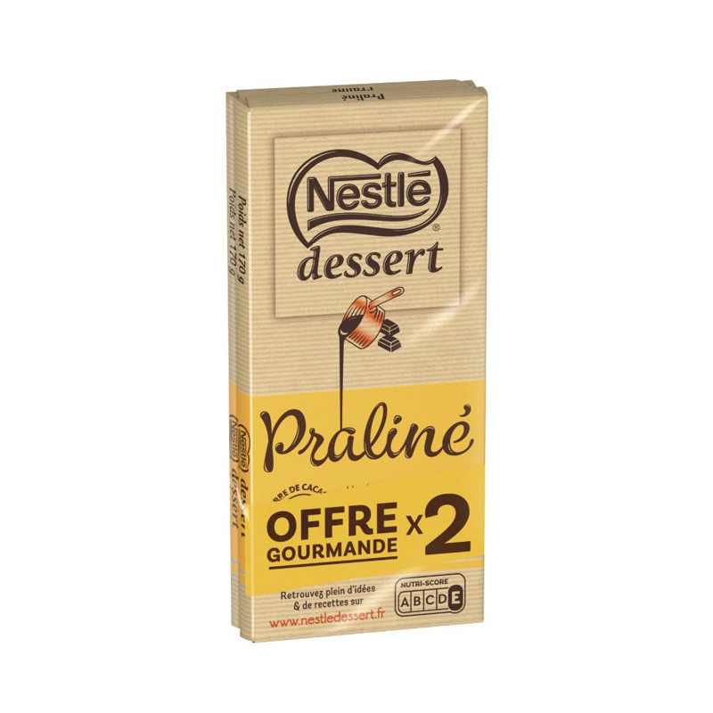 Tablette chocolat praline 2x170g