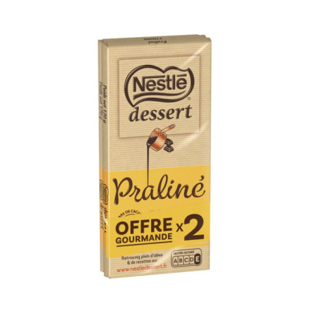 Tablette chocolat praline 2x170g
