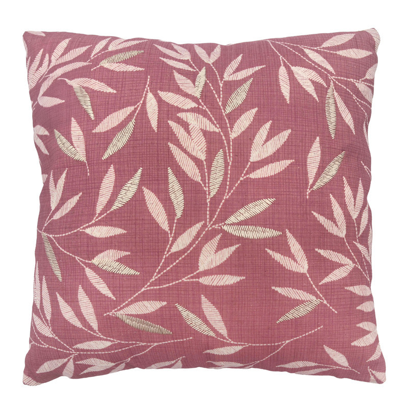 Coussin feuillage 45x45cm rose