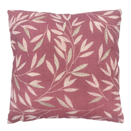 Coussin feuillage 45x45cm rose