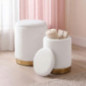 Set 2 poufs velours beige