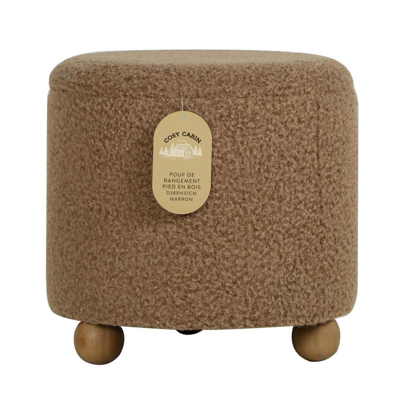 Pouf de rangement pied en bois