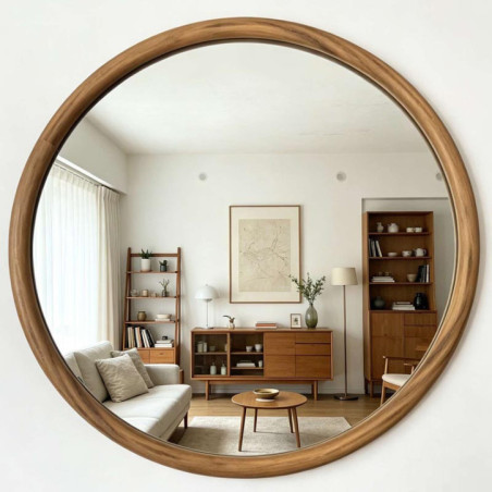 Miroir rond bord bois d60cm