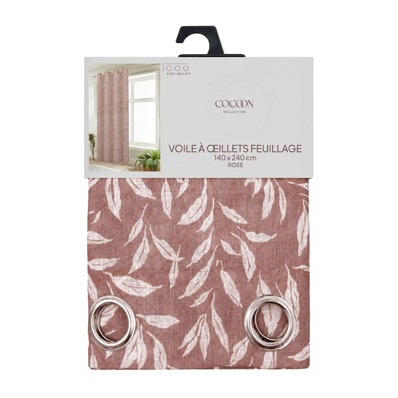 Voile feuillage rose