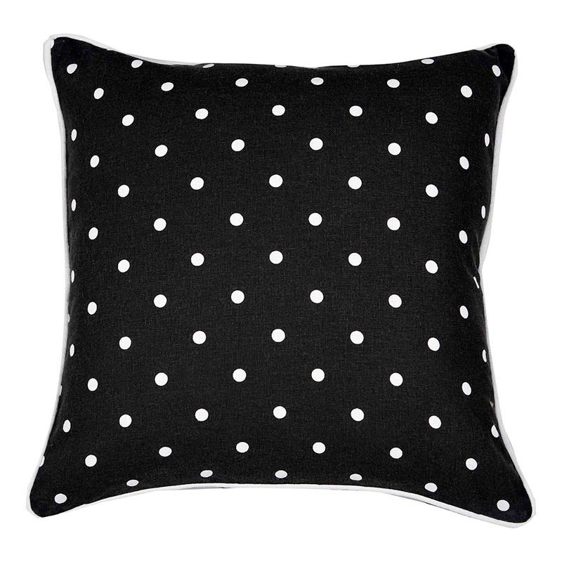 Coussin noir a pois blancs