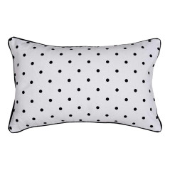 Coussin blanc a pois noirs 50x30