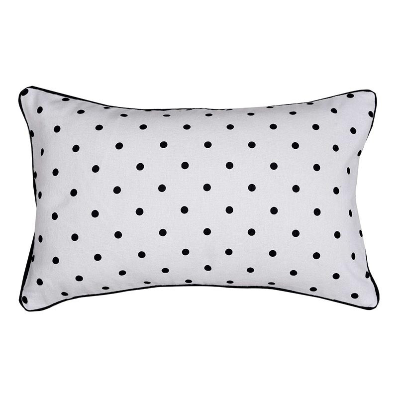 Coussin blanc a pois noirs 50x30