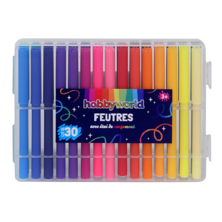 Boite de 30 feutres hobby world