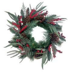 Couronne avec baies rouge et pom