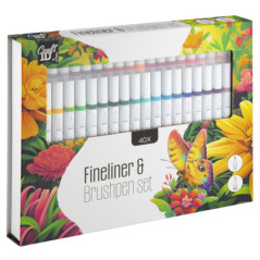 Set 40 feutres fineliner & brush