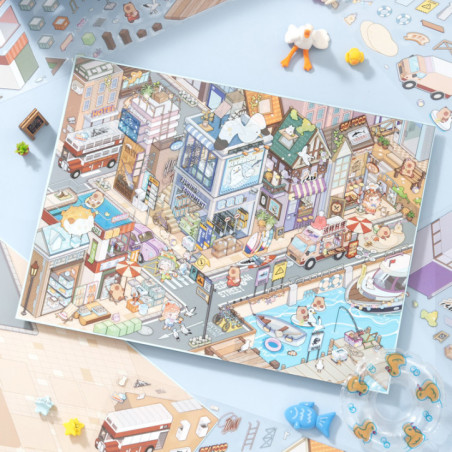 Scene avec stickers harbor town