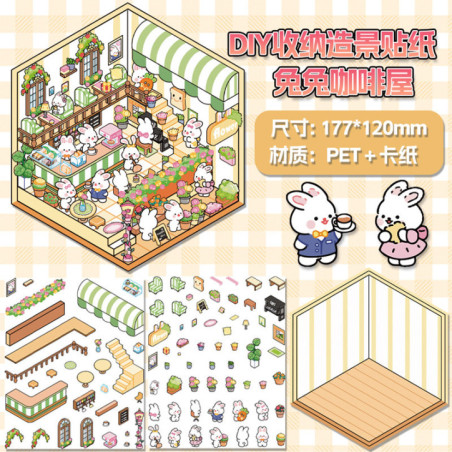 Scene avec stickers cafe lapin