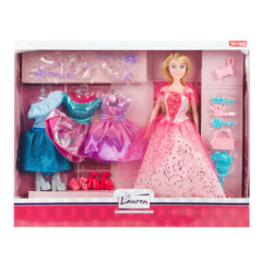 Poupee princesse avec 3 tenues