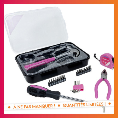 Etui ensemble d'outils rose