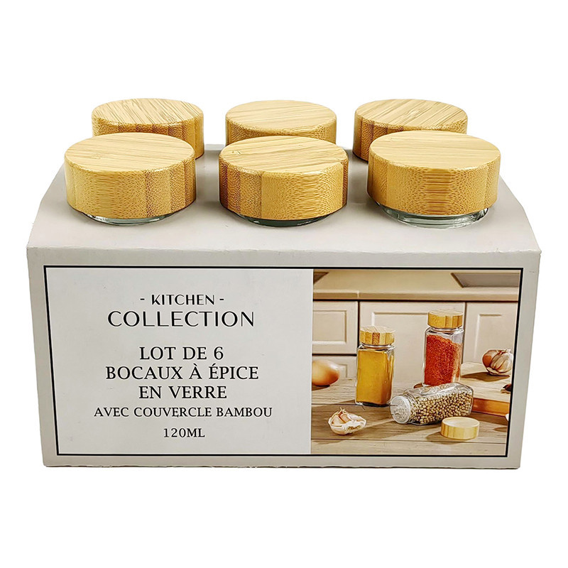 6 pot a epices couvercle bambou