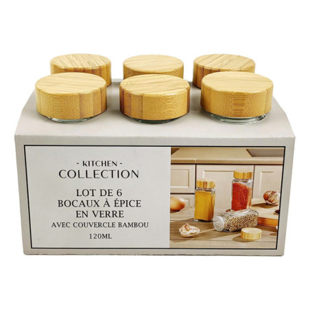 6 pot a epices couvercle bambou
