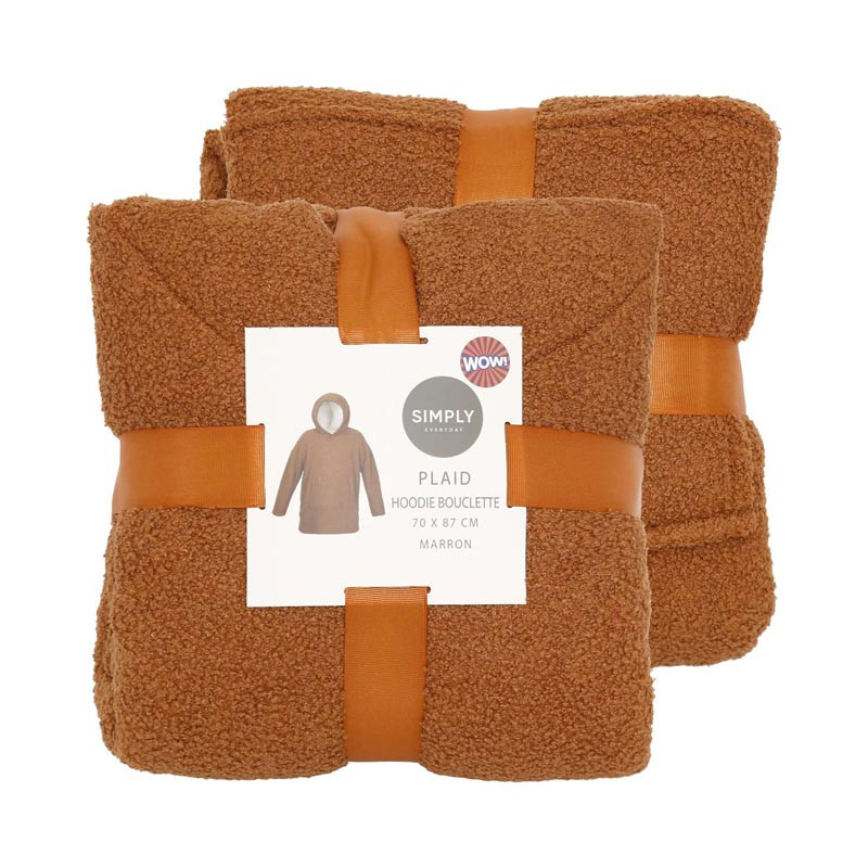 Plaid hoodie marron