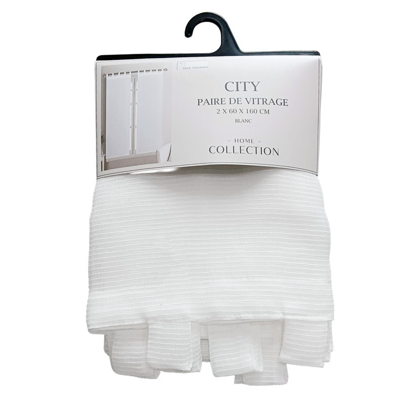 Vitrages city 2x60x160cm blanc