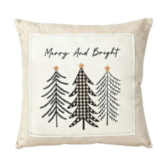Coussin velours avec sapin