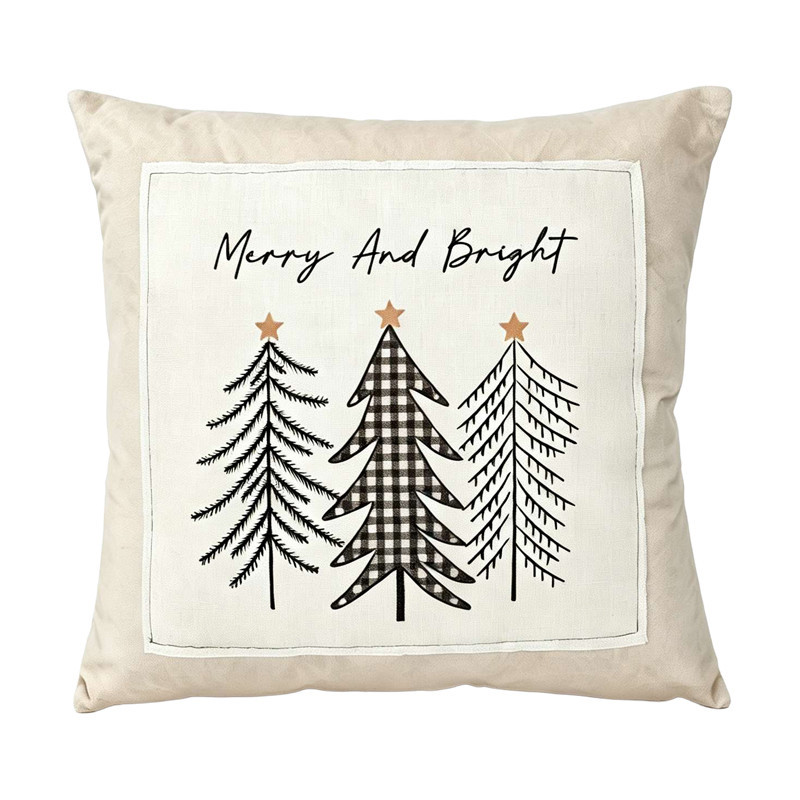 Coussin velours avec sapin