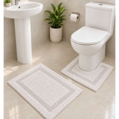Lot x2 tapis bain ecru