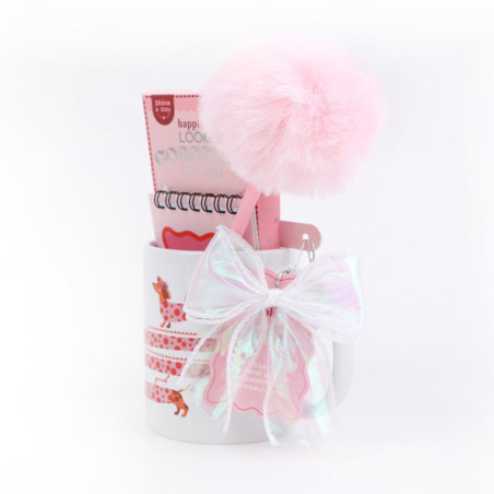 Mug avec carnet et stylos