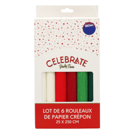 Lot de 6 papiers crepon noel