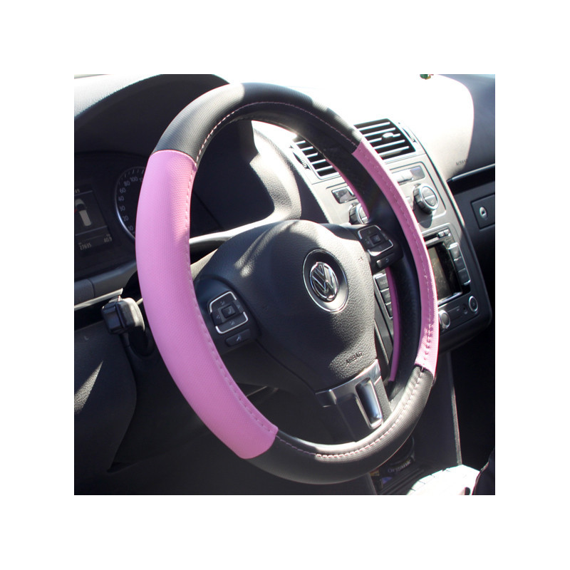 Housse de volant de voiture pour femme, en fourrure, rose, noir