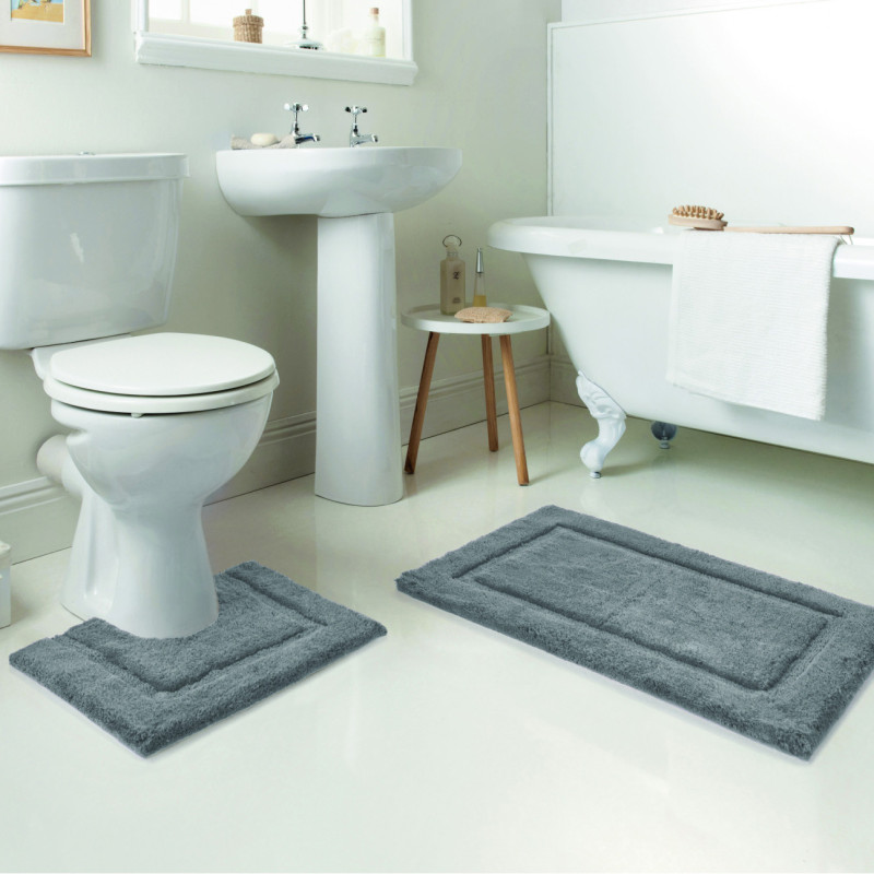 Lot x2 tapis bain gris