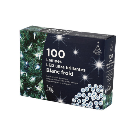 Guirlande 100 led blanc froid