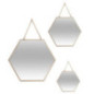 Miroir hexagonal chaine x3 or